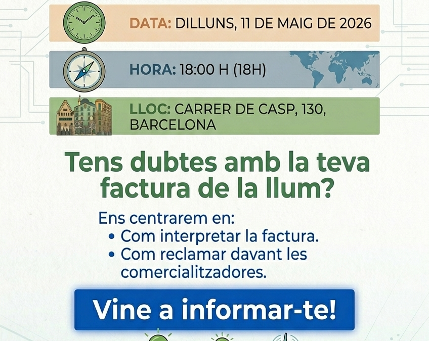 ¡Te esperamos en el taller sobre la factura de la luz!